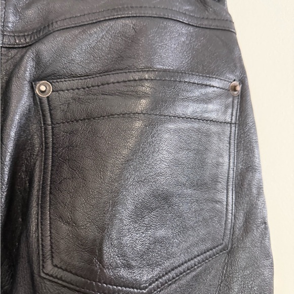 First genuine leather Black bootcut Leather Pants in size 10 - Picture 6 of 12